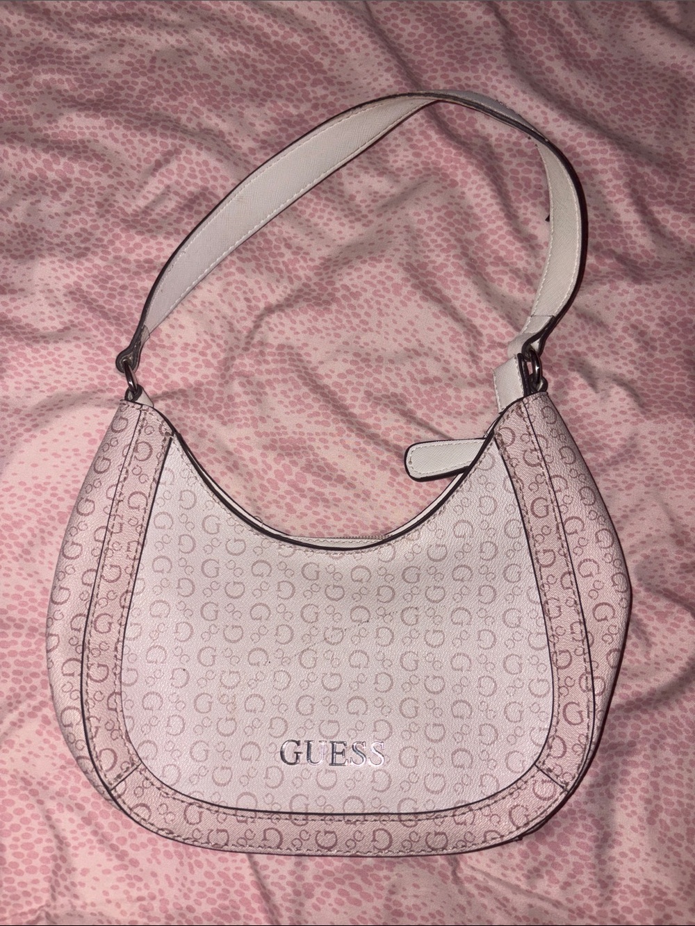 GUESS Light Pink Signature Shoulder Hobo
